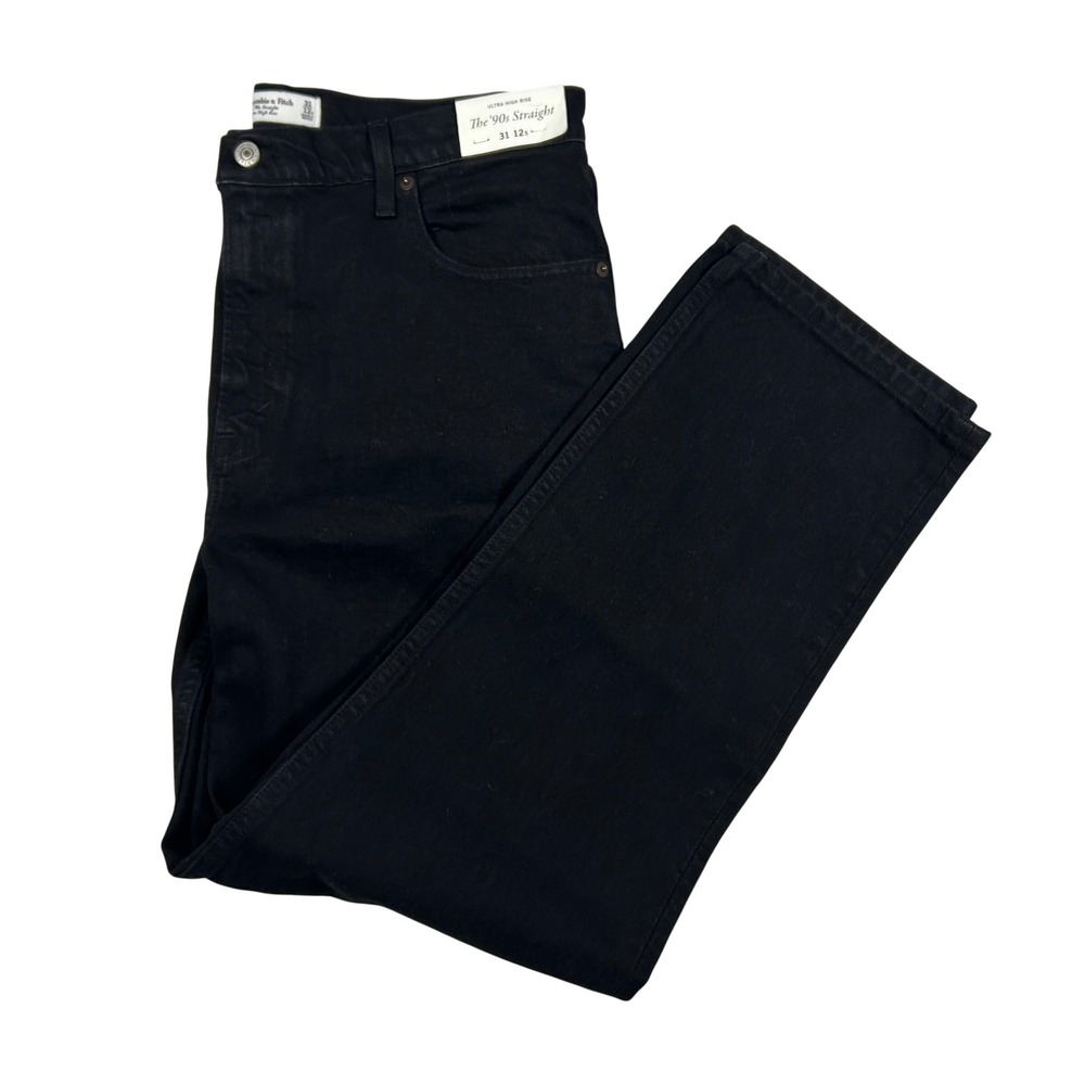 Abercrombie & Fitch The 90s Straight Jeans Women 31/12S Black Ultra High Rise